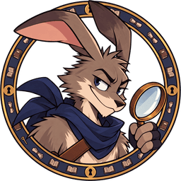 Warren, the Quwikiverse hare, magnifying glass in hand